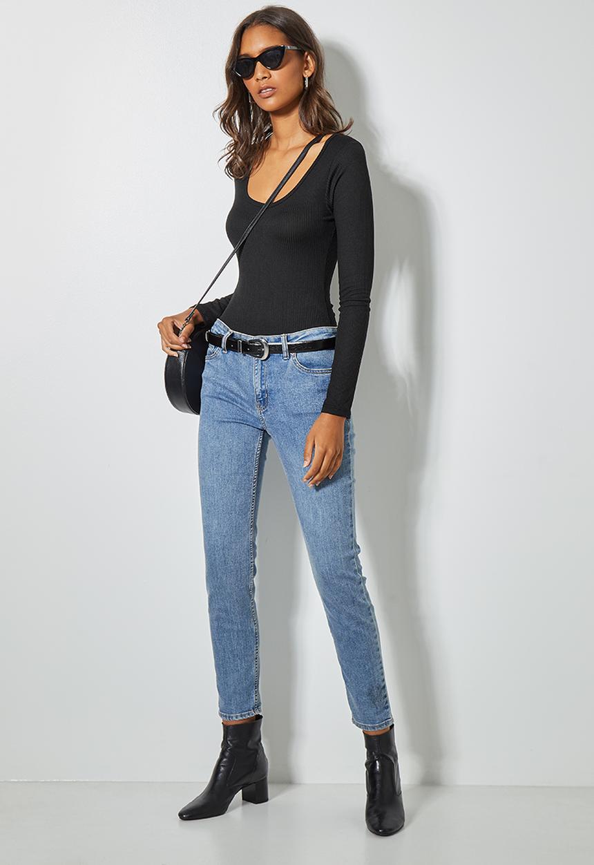 Superbalist - 2-pack fine rib low scoop bodysuit - black & white