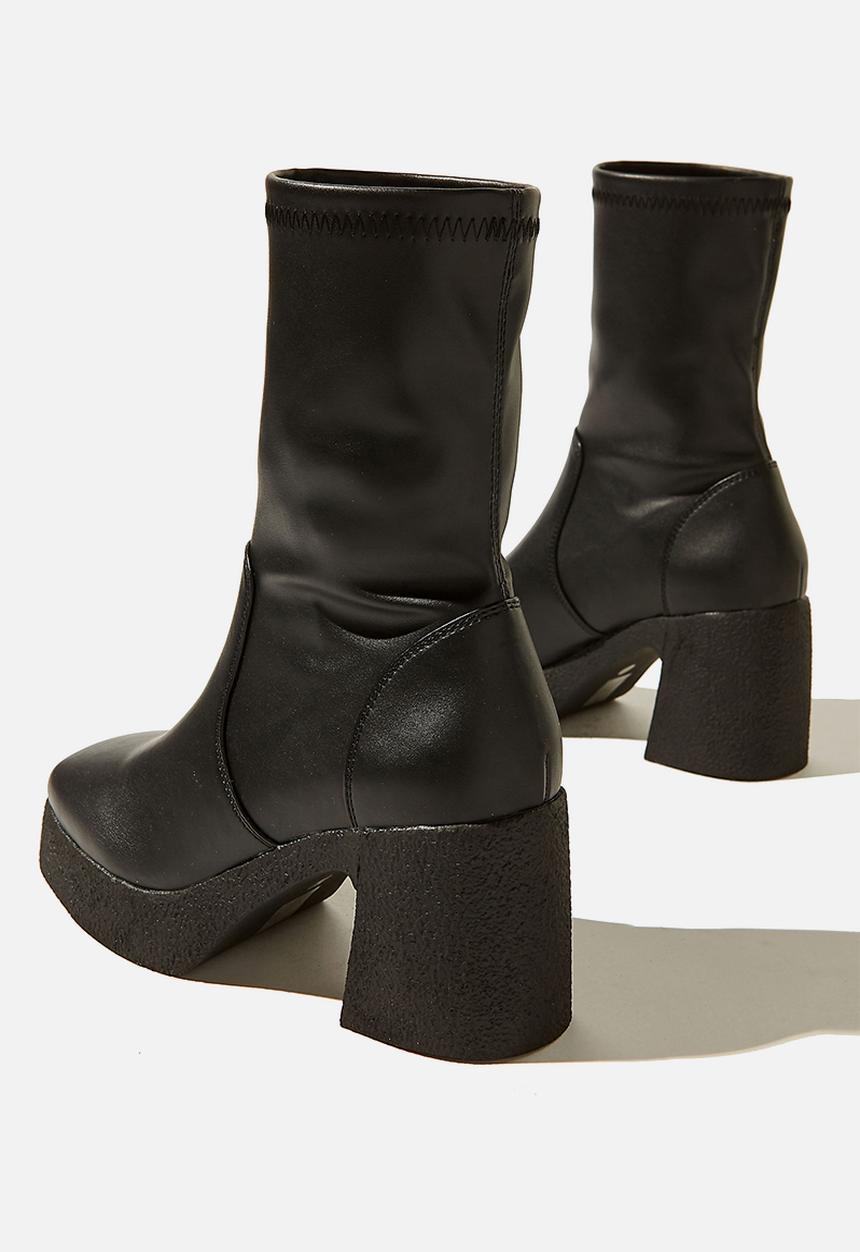 Cotton On - Zoe platform sock boot - black