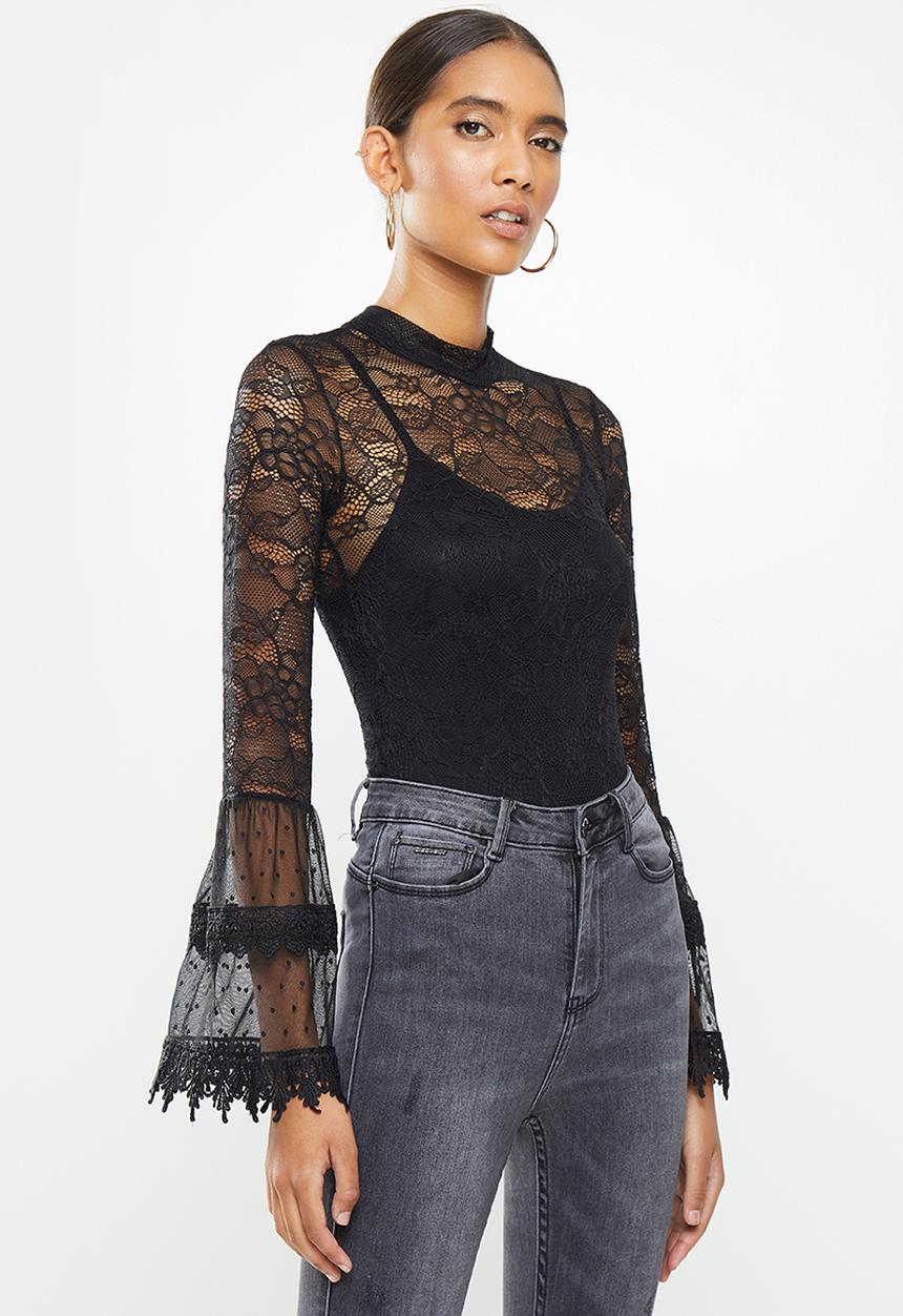 SISSY BOY - Lace of spades bodysuit - black