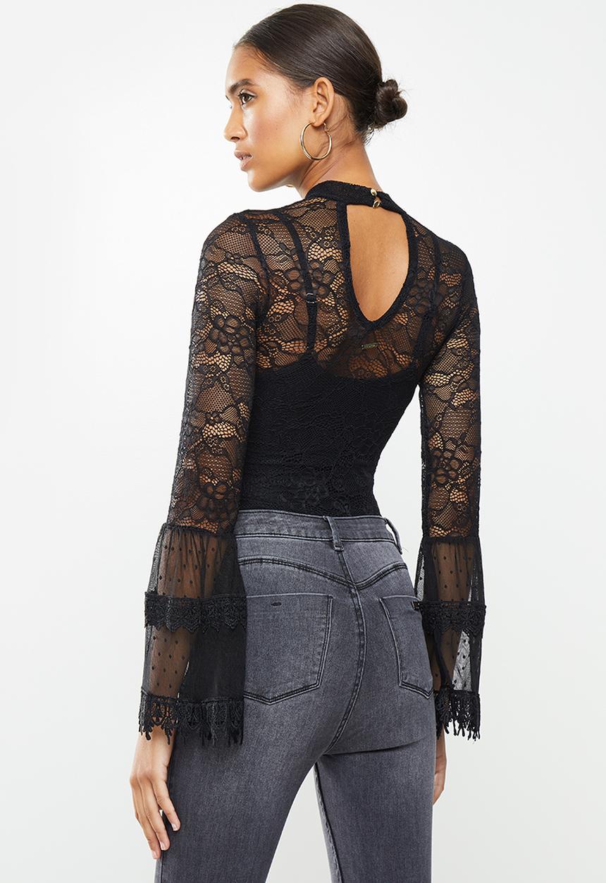 SISSY BOY - Lace of spades bodysuit - black