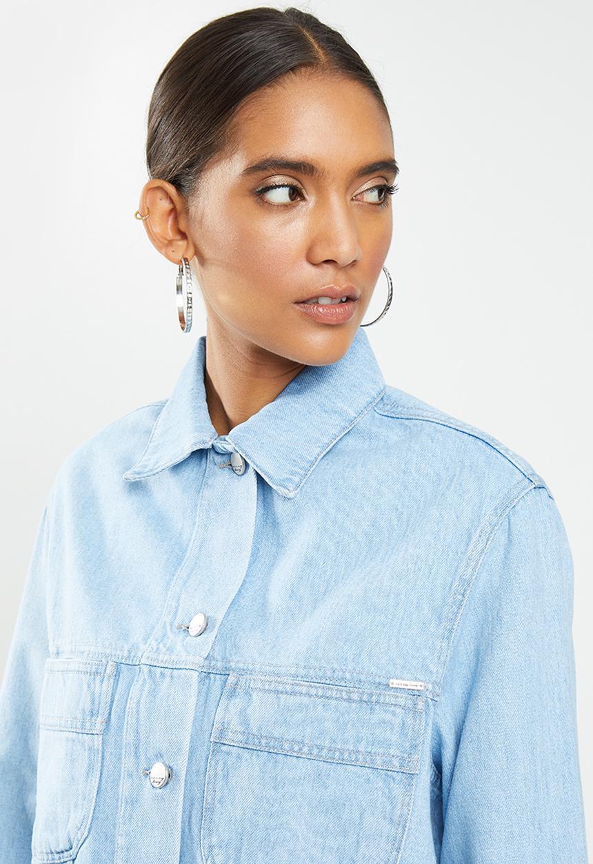 SISSY BOY - Crop boxed denim jacket - blue