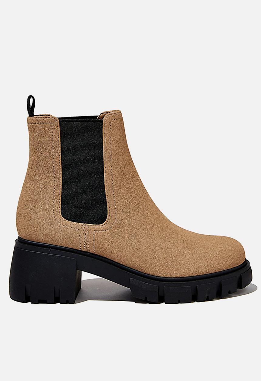 Cotton On - Kaia combat gusset boot - taupe nubuck