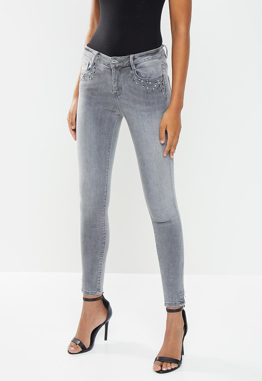 SISSY BOY - Ladybug:jon jon grey skinny with bling - grey