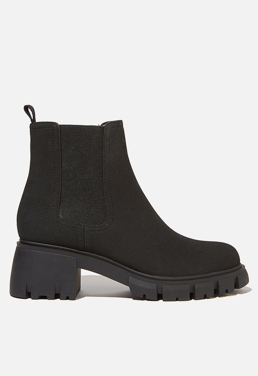 Cotton On - Kaia combat gusset boot - black suede 