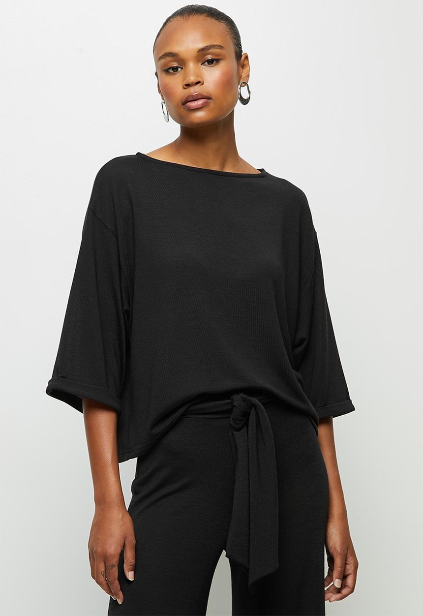 edit - Cosy knit boxy tee - black