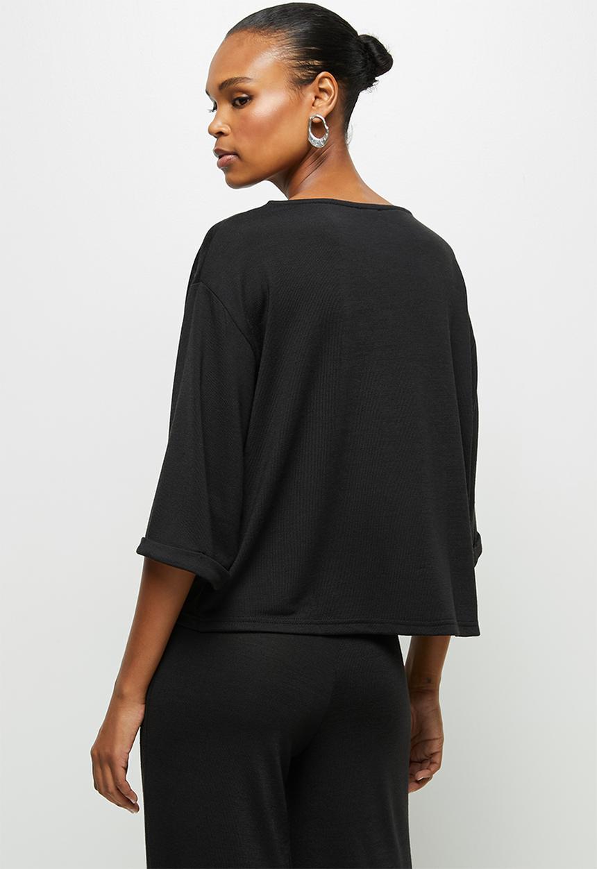 edit - Cosy knit boxy tee - black