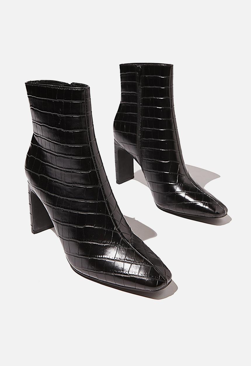Cotton On - Ellie square toe heel boot - black