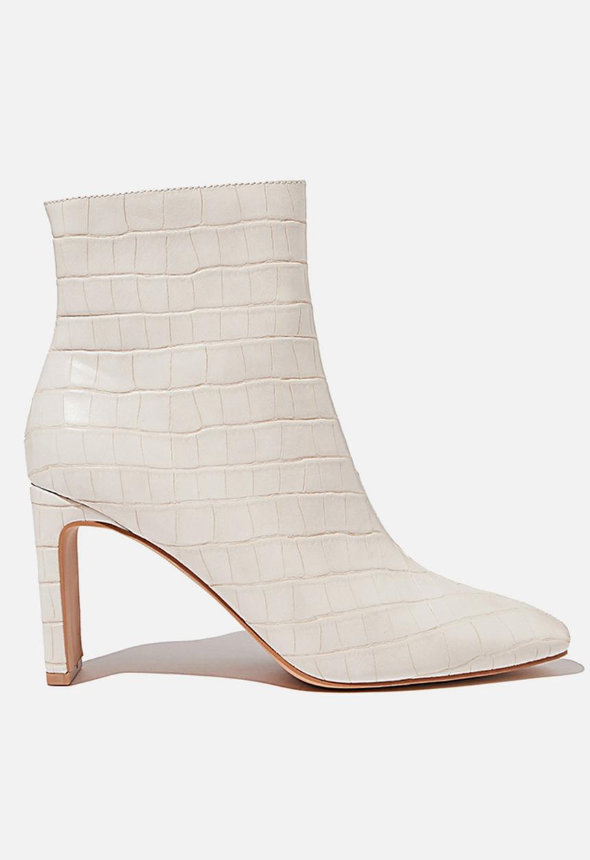 Cotton On - Ellie square toe heel boot - ecru