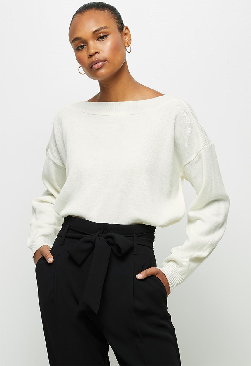 edit - Slash neck jumper - milk