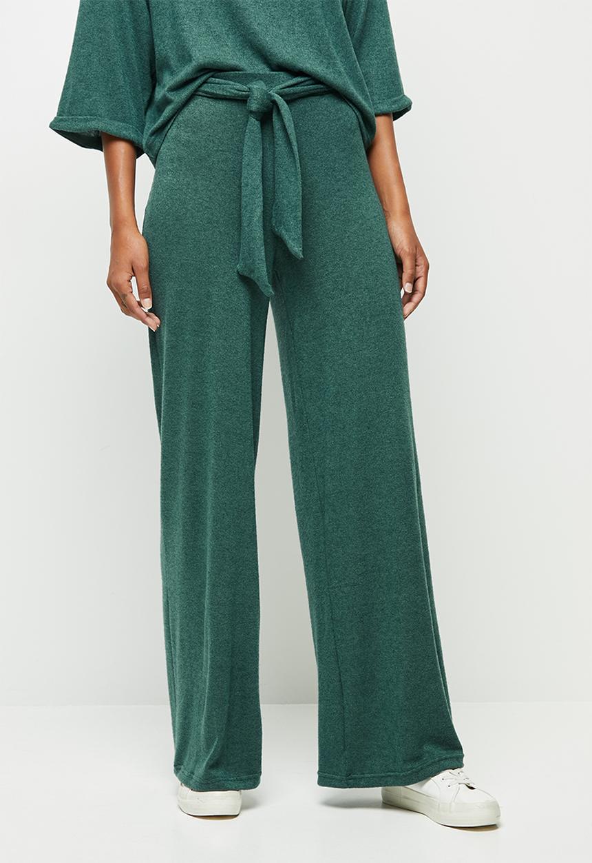 edit - Belted lounge wide leg pant - green