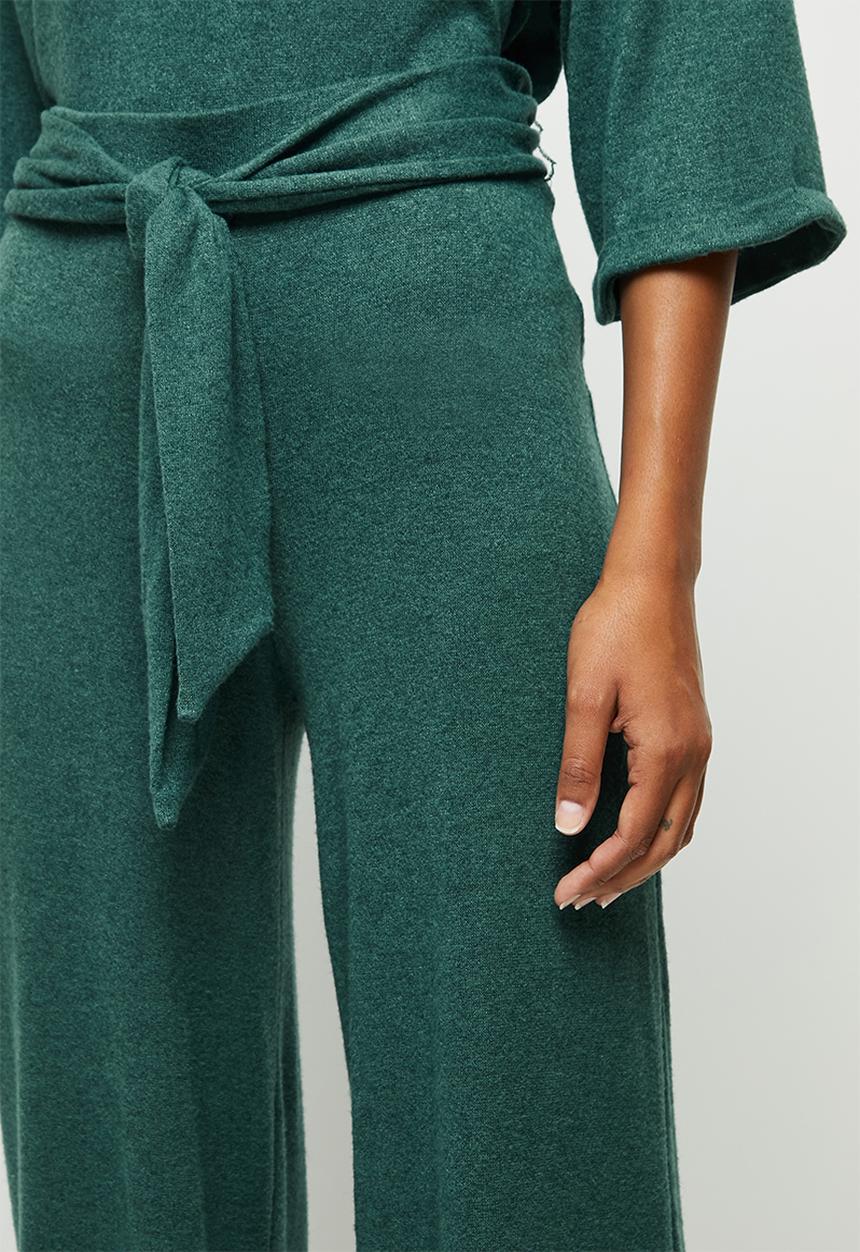edit - Belted lounge wide leg pant - green