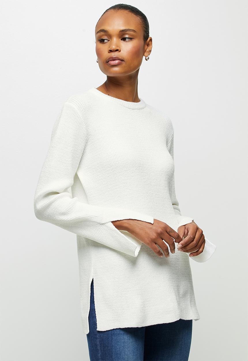 edit - Longline crew neck jumper - milk
