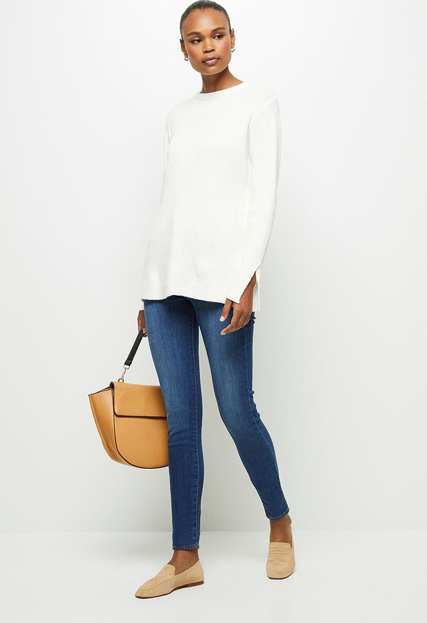edit - Longline crew neck jumper - milk