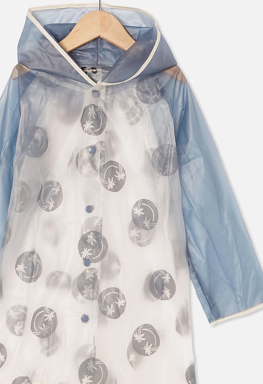 Cotton On - Cloudburst raincoat - steel smiley