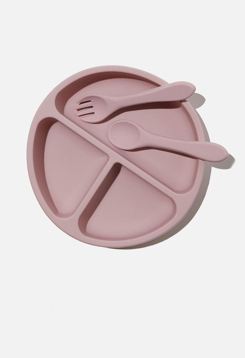 Cotton On - Silicone plate & cutlery set - zephyr