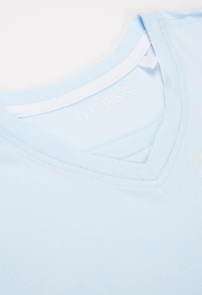 GUESS - Boys vertical print v neck tee - blue