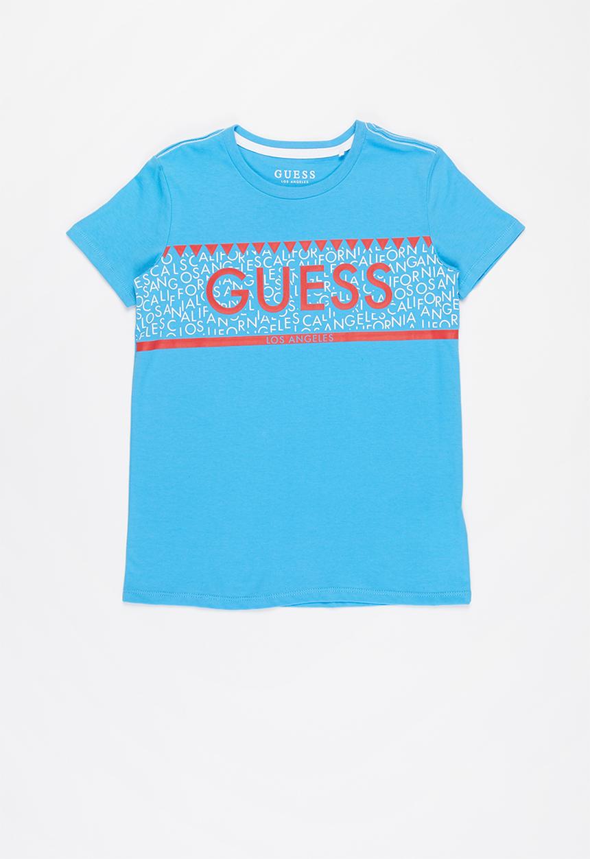 GUESS - Boys guess horizontal print crew - blue