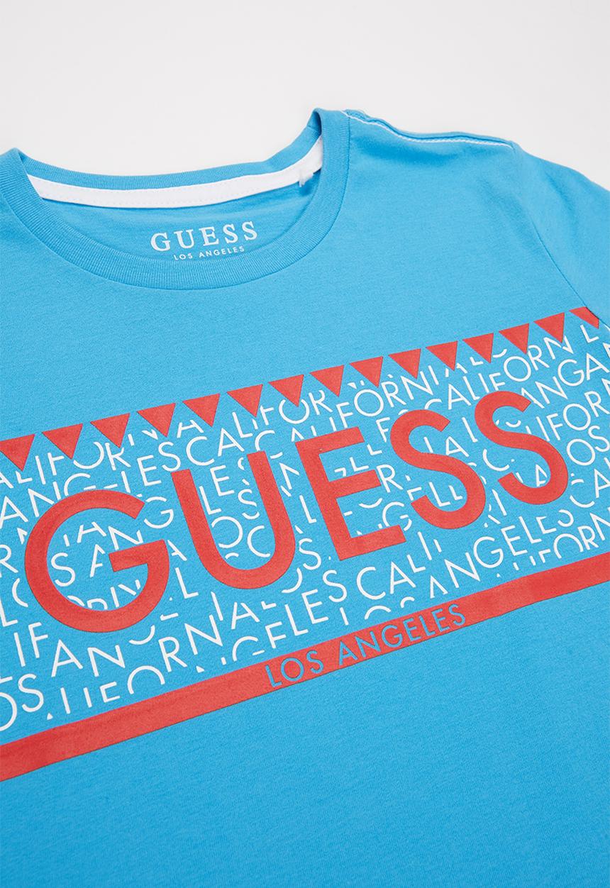 GUESS - Boys guess horizontal print crew - blue