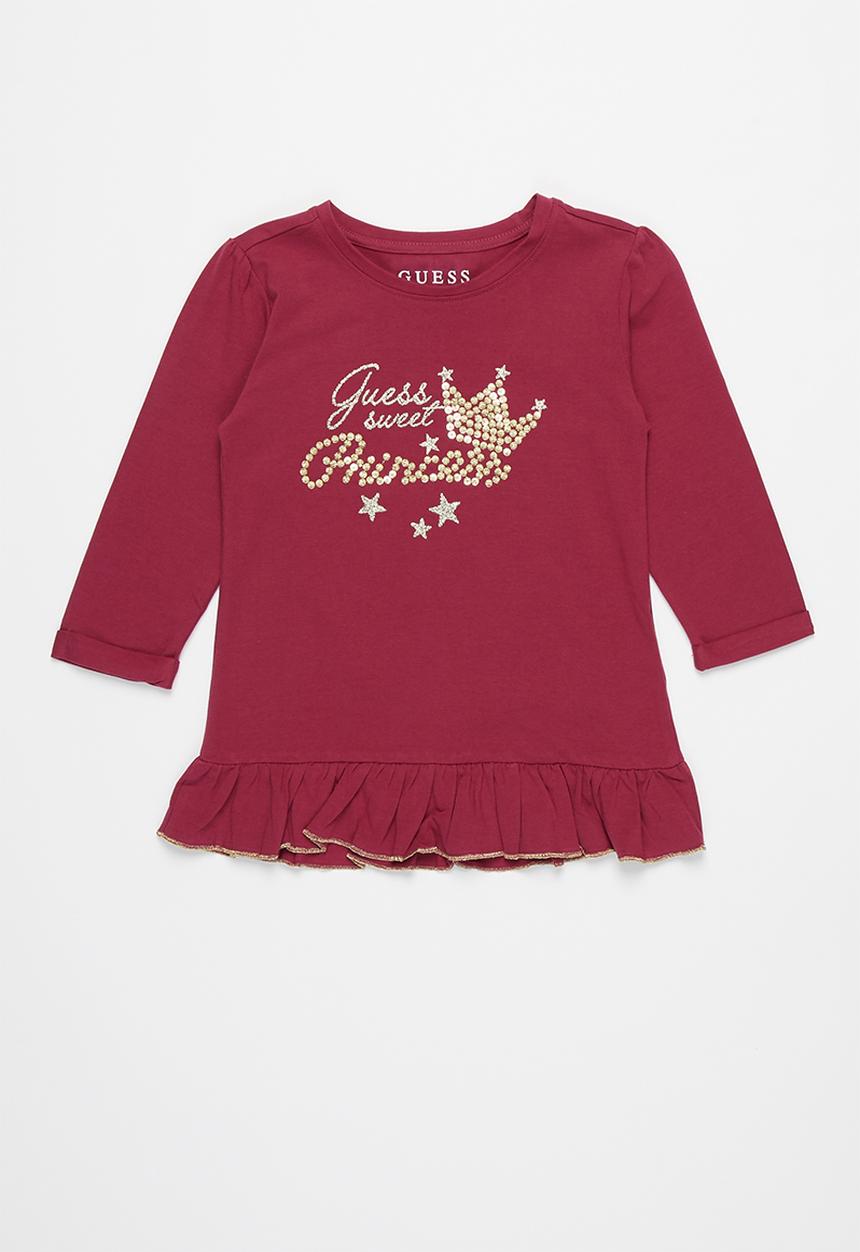 GUESS - Girls branded tee - burgundy