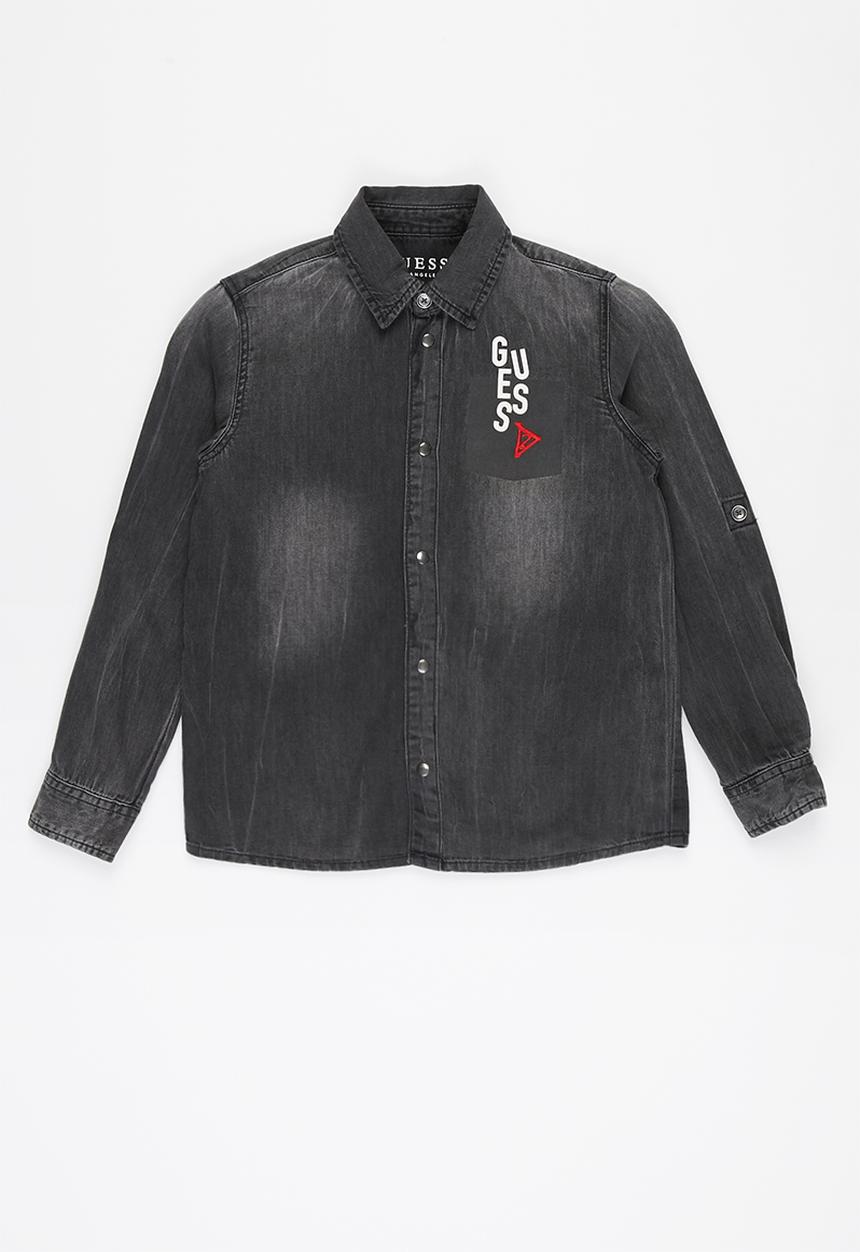 GUESS - Boys canvas adjustable shirt - dark grey