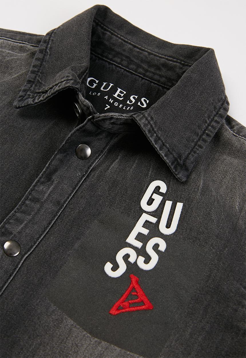 GUESS - Boys canvas adjustable shirt - dark grey
