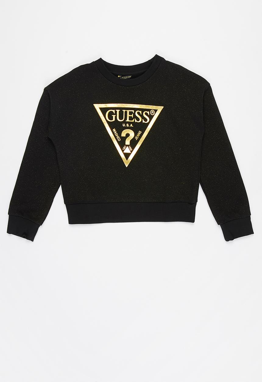 GUESS - Girls long sleeve active top - black & gold