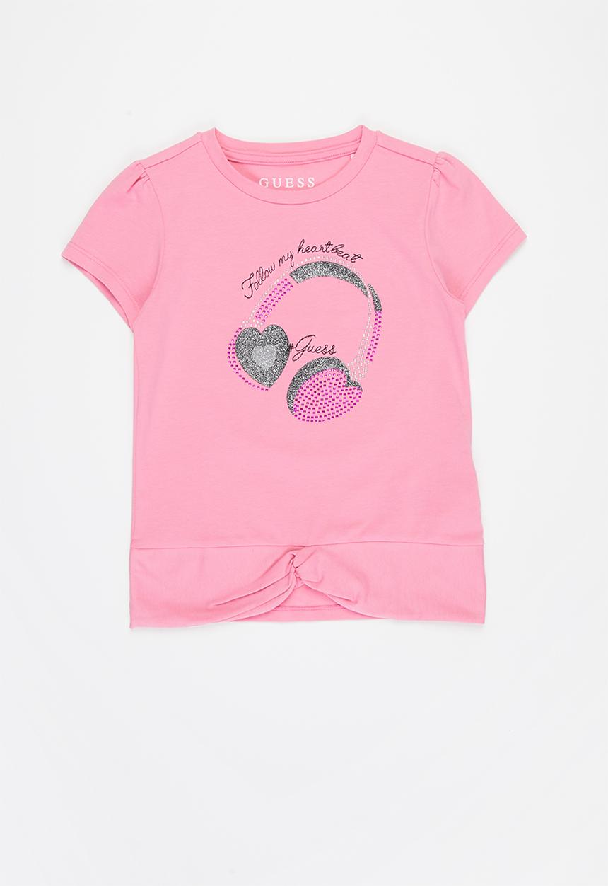 GUESS - Girls heart headphone tee - pink 