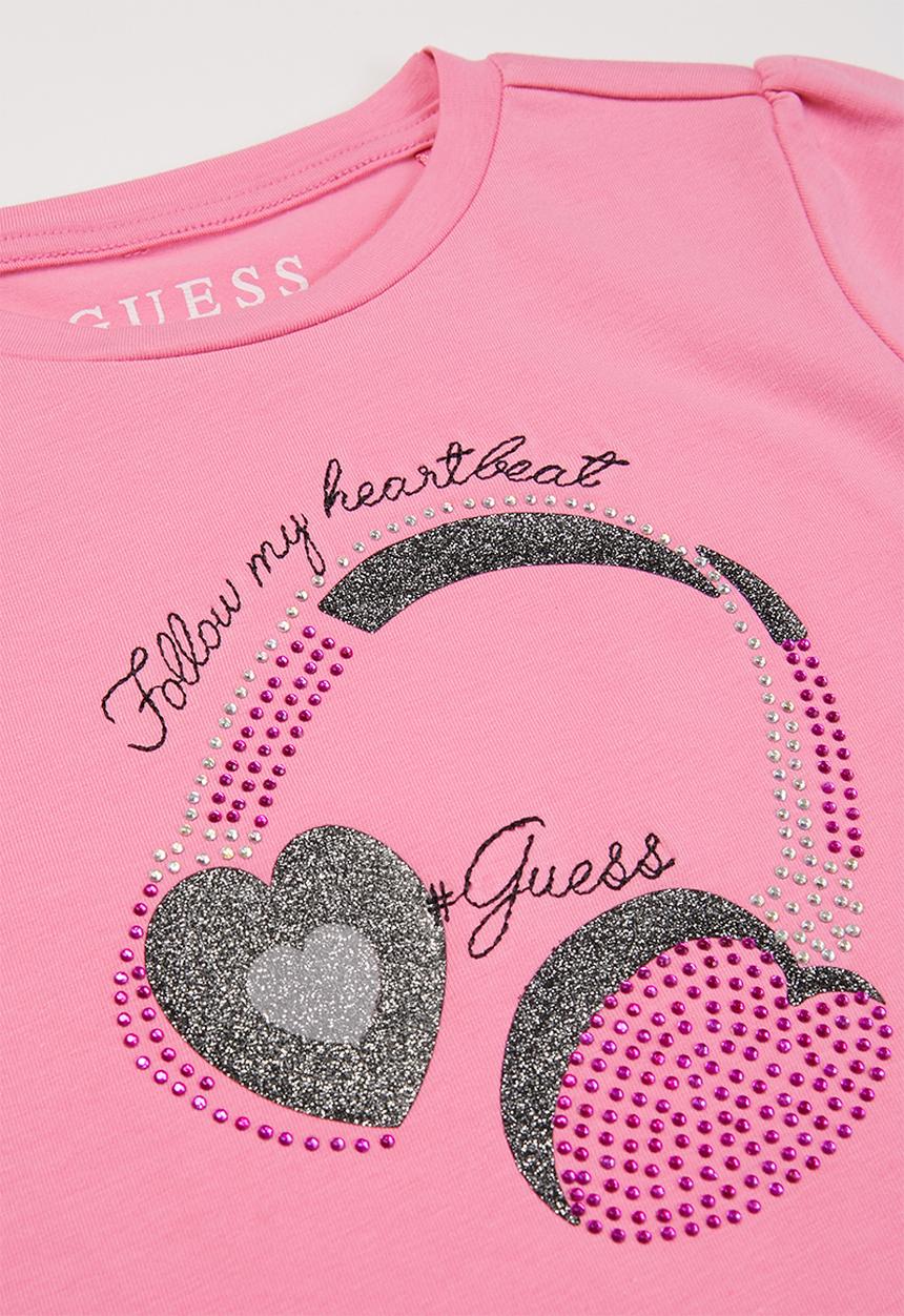 GUESS - Girls heart headphone tee - pink 