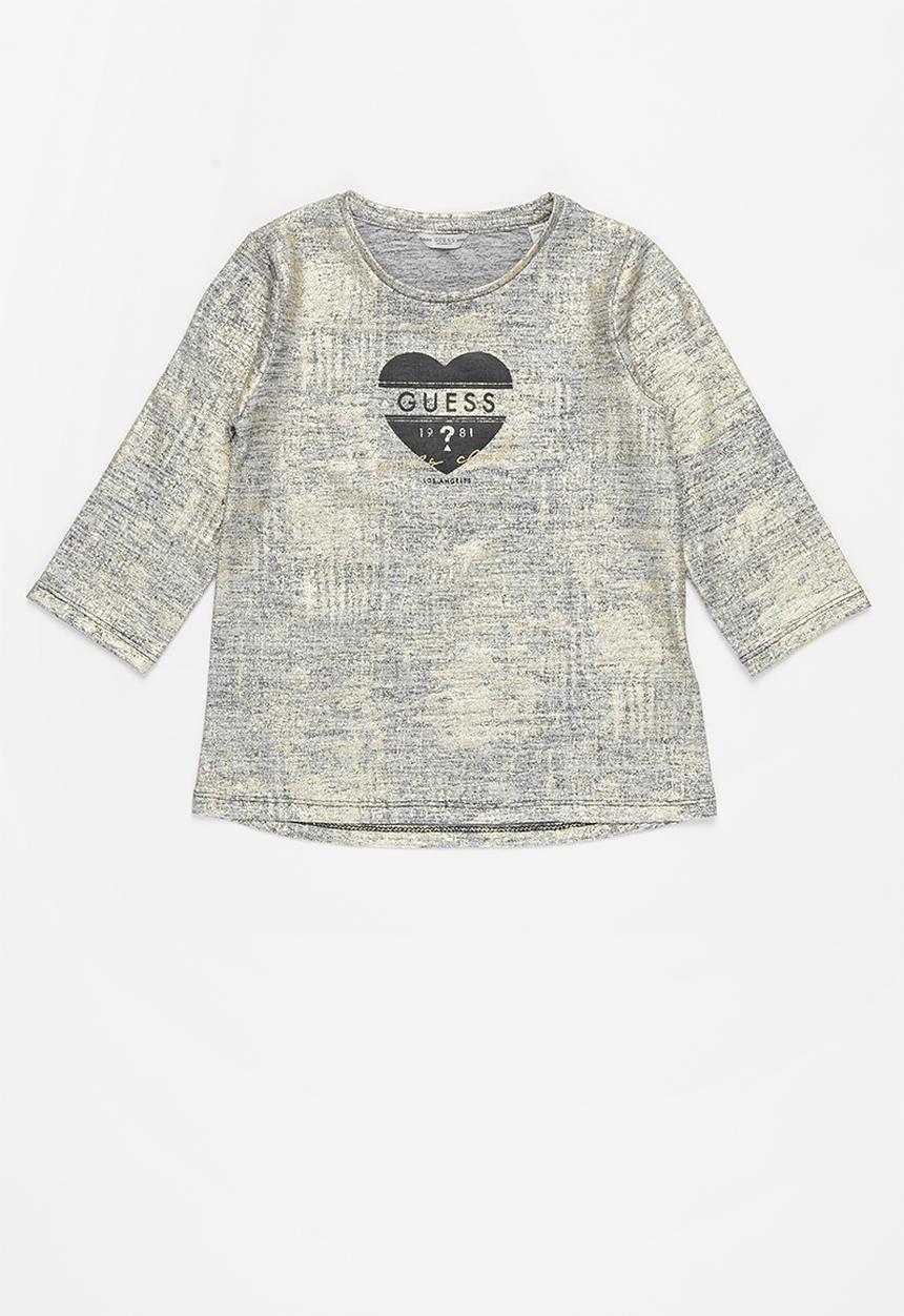 GUESS - Girls coated high low 3/4 tee - gold