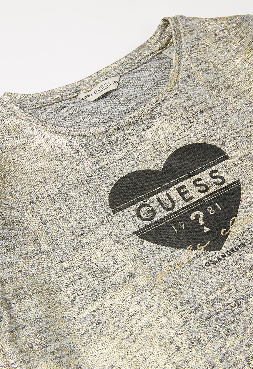 GUESS - Girls coated high low 3/4 tee - gold