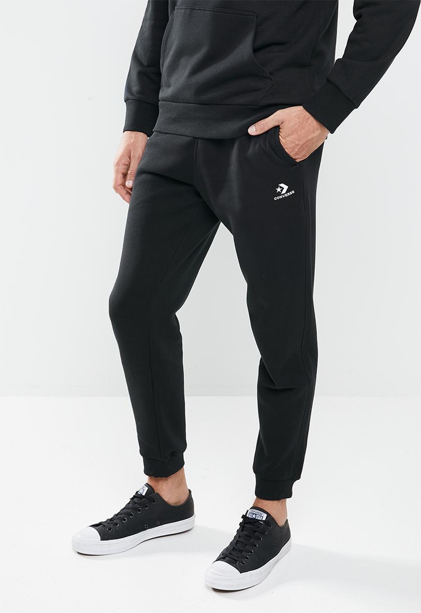 Converse - Converse embroidered star chevron fleece sweatpant - black