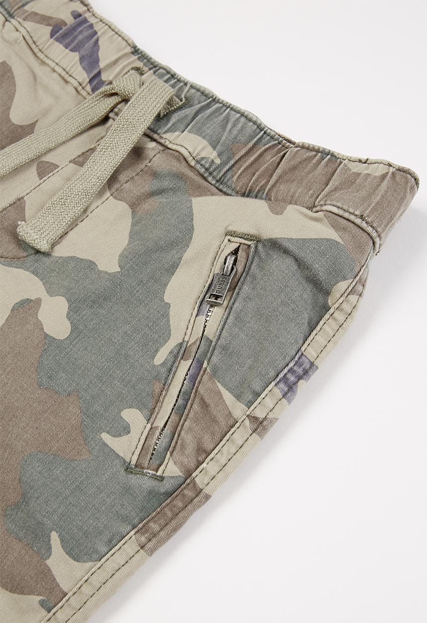 GUESS - Boys bull denim camo print pants - beige & khaki 