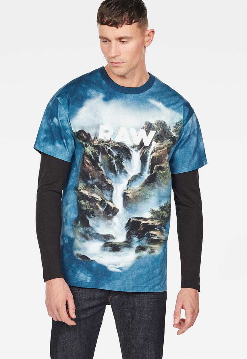G-STAR - Cyrer water loose r t short sleeve - blue print