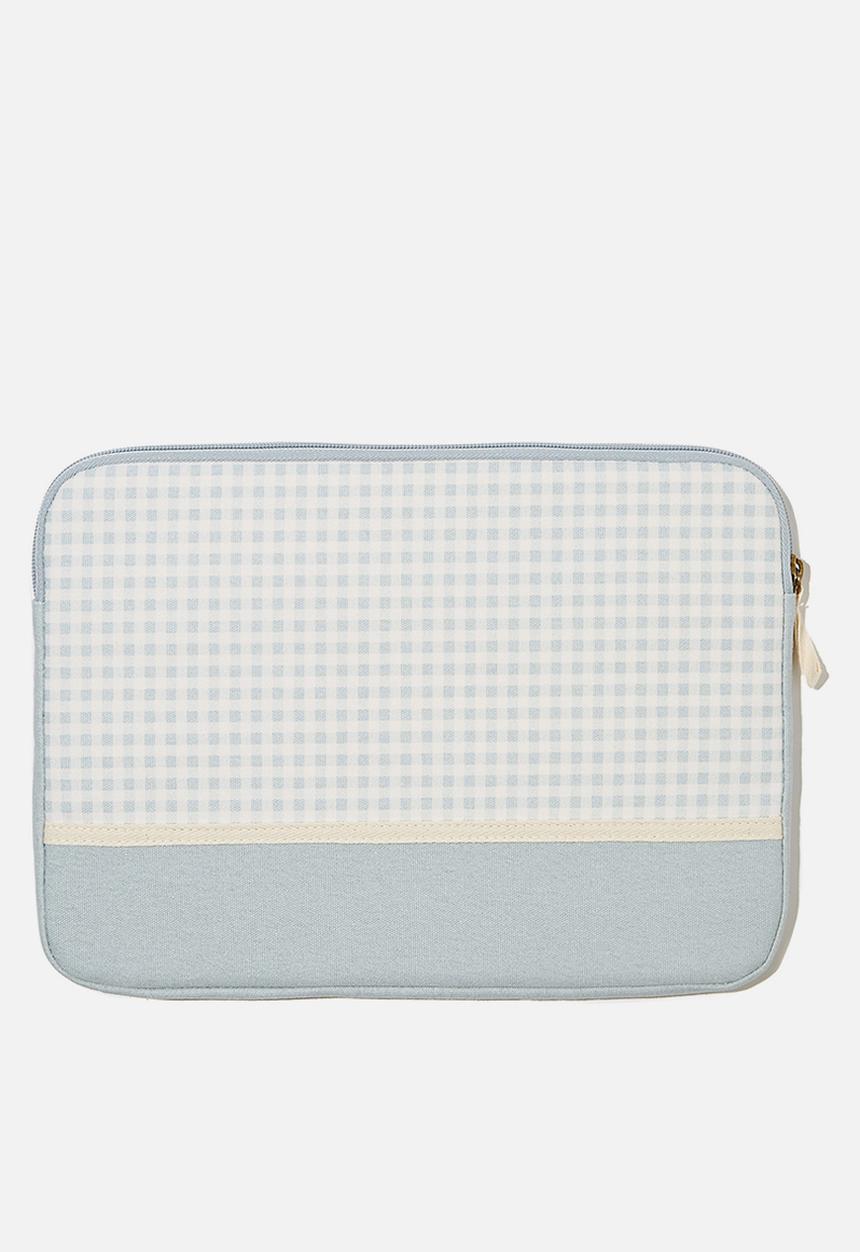 Typo - Canvas 13 inch laptop case - gingham hyacinth