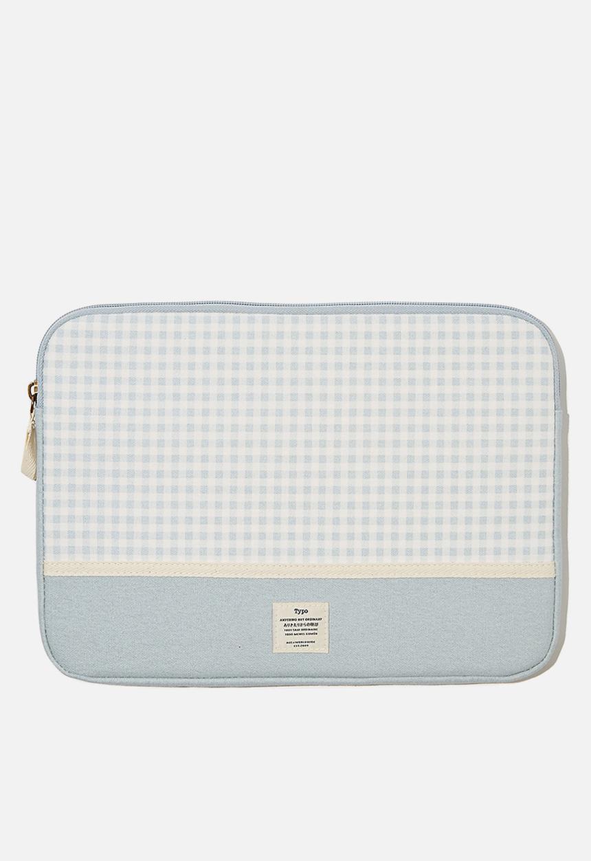 Typo - Canvas 13 inch laptop case - gingham hyacinth
