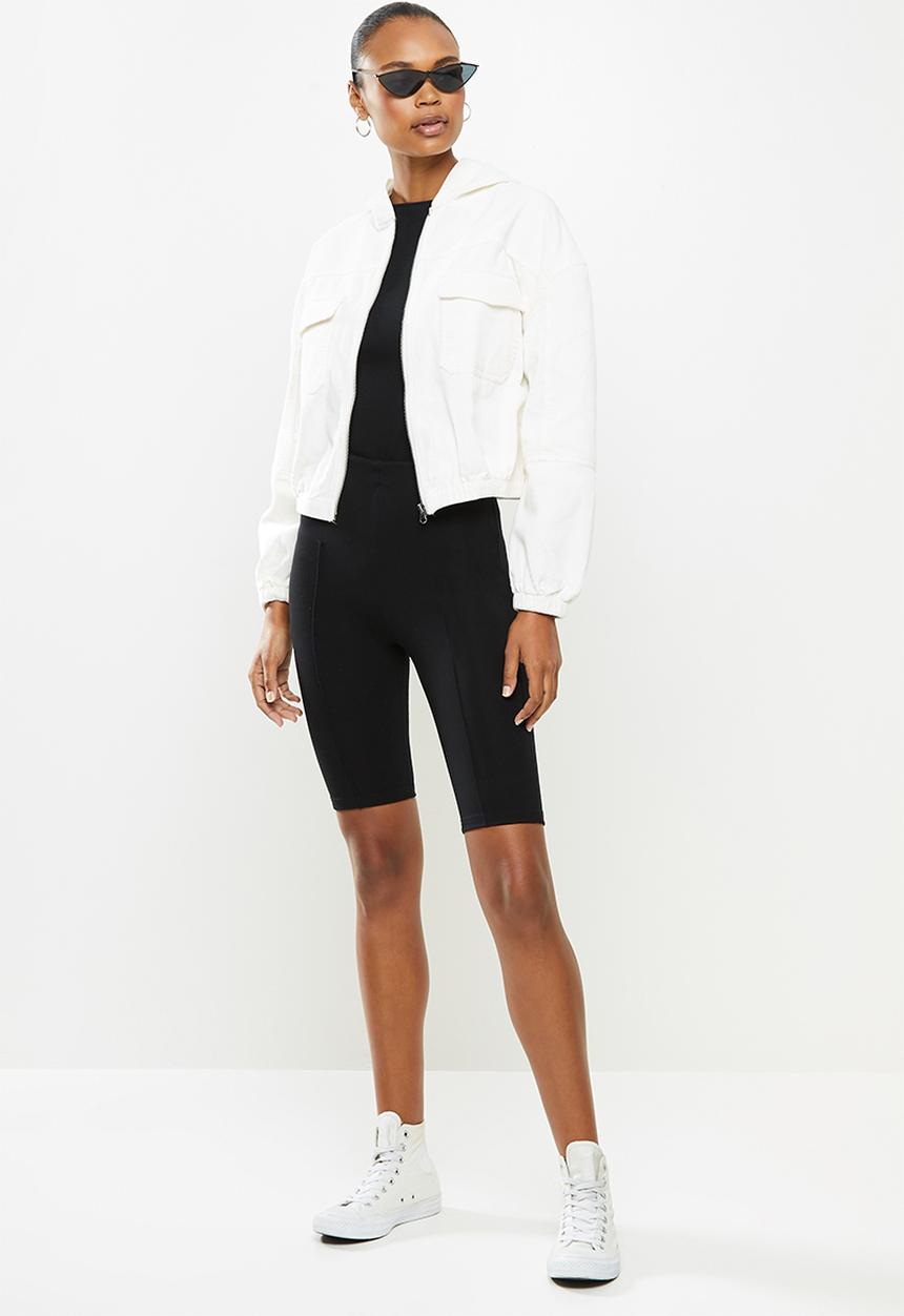 Cotton On - Cropped cord hoodie jacket - white