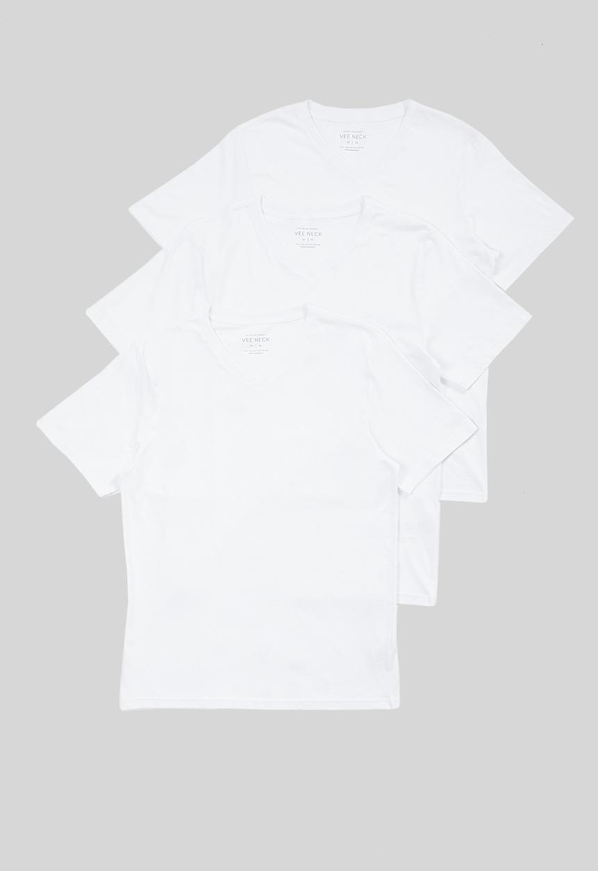 Cotton On - Mens essential vee neck tee 3 pack - white