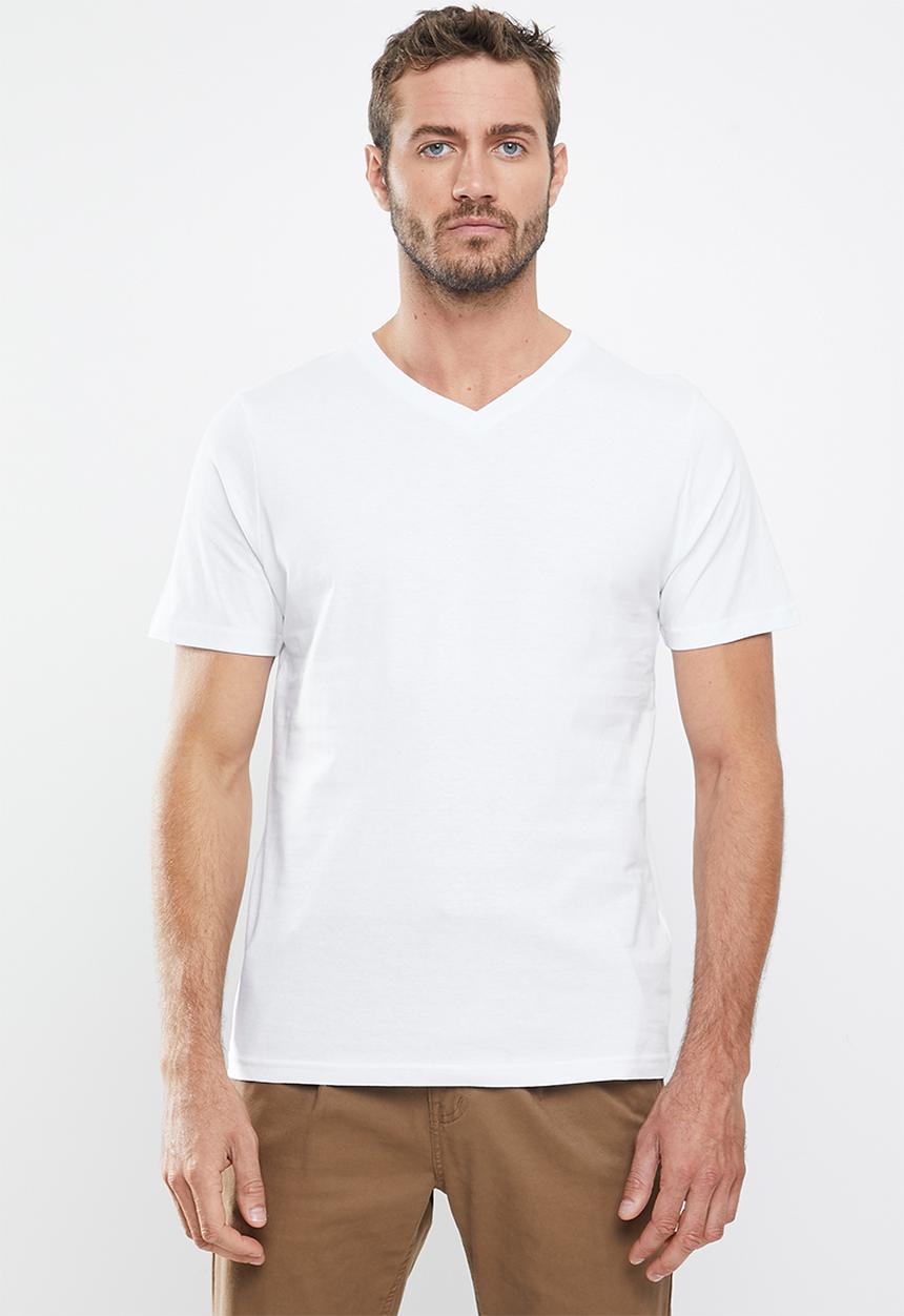 Cotton On - Mens essential vee neck tee 3 pack - white