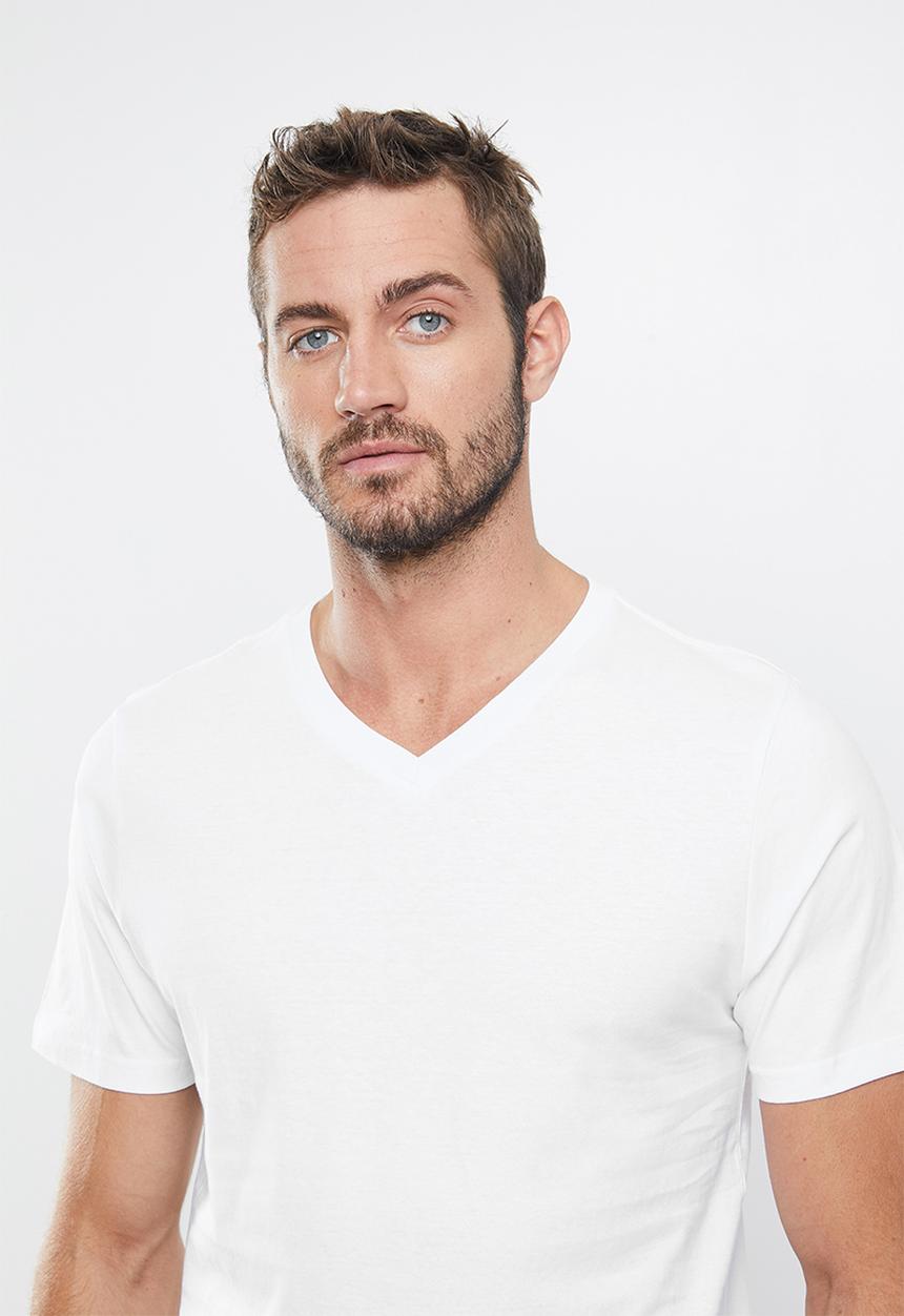Cotton On - Mens essential vee neck tee 3 pack - white