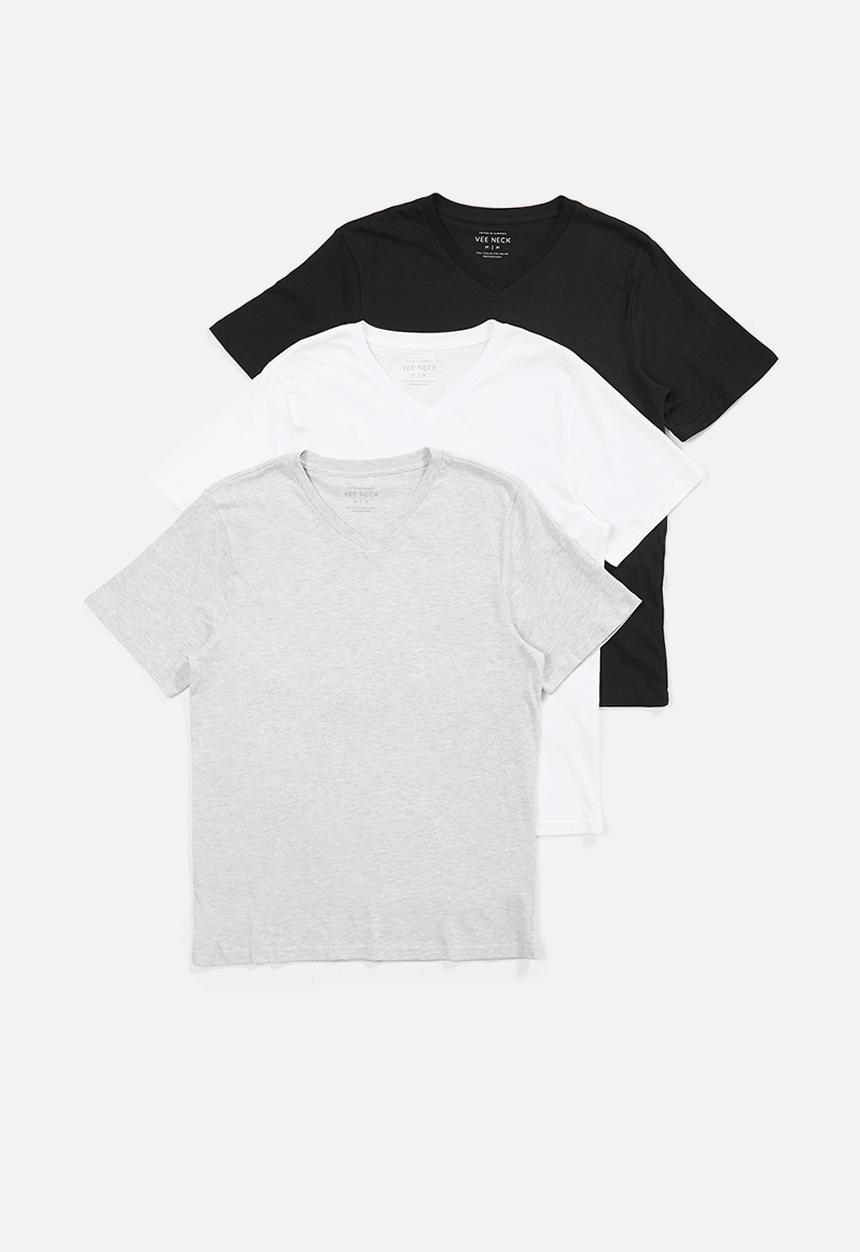 Cotton On - Mens essential vee neck tee 3 pack - multi 