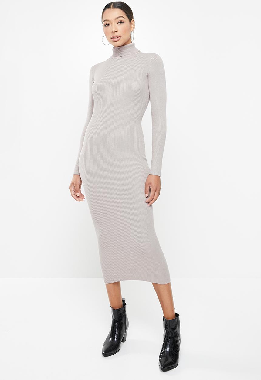 Missguided - Roll neck midaxi dress - grey