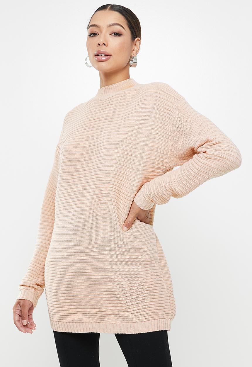 Missguided - High neck ribbed dress - pink