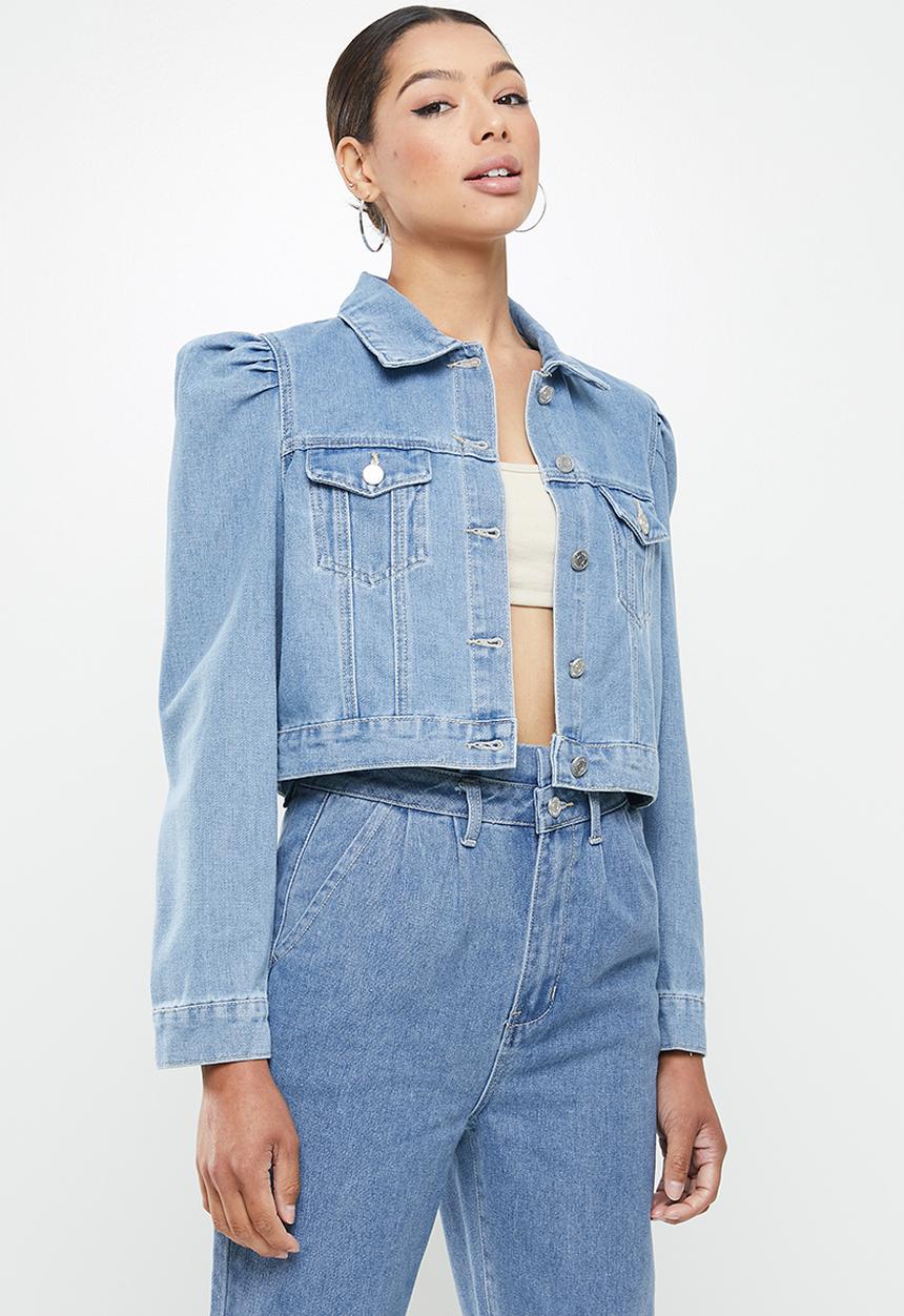 Missguided - Puff sleeve jean grazer denim jacket - blue