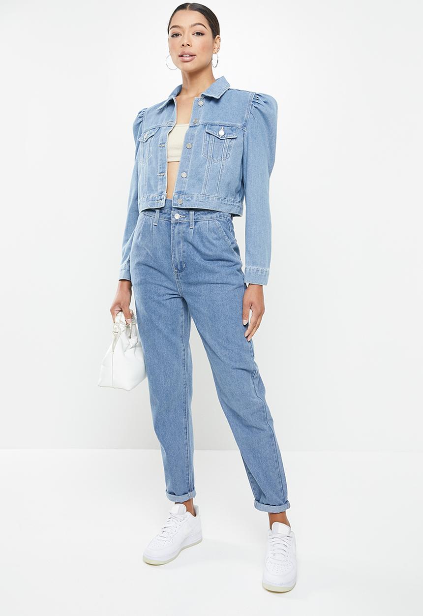Missguided - Puff sleeve jean grazer denim jacket - blue