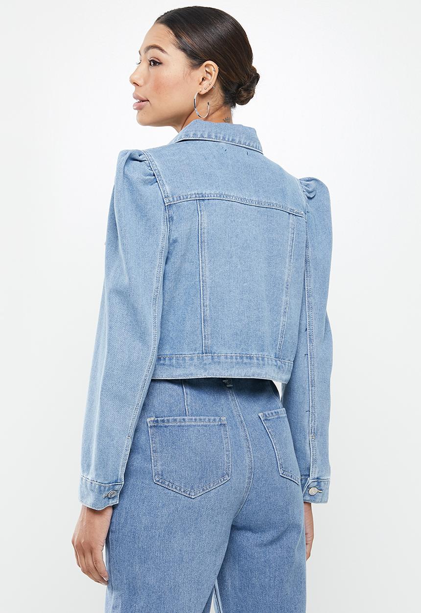 Missguided - Puff sleeve jean grazer denim jacket - blue
