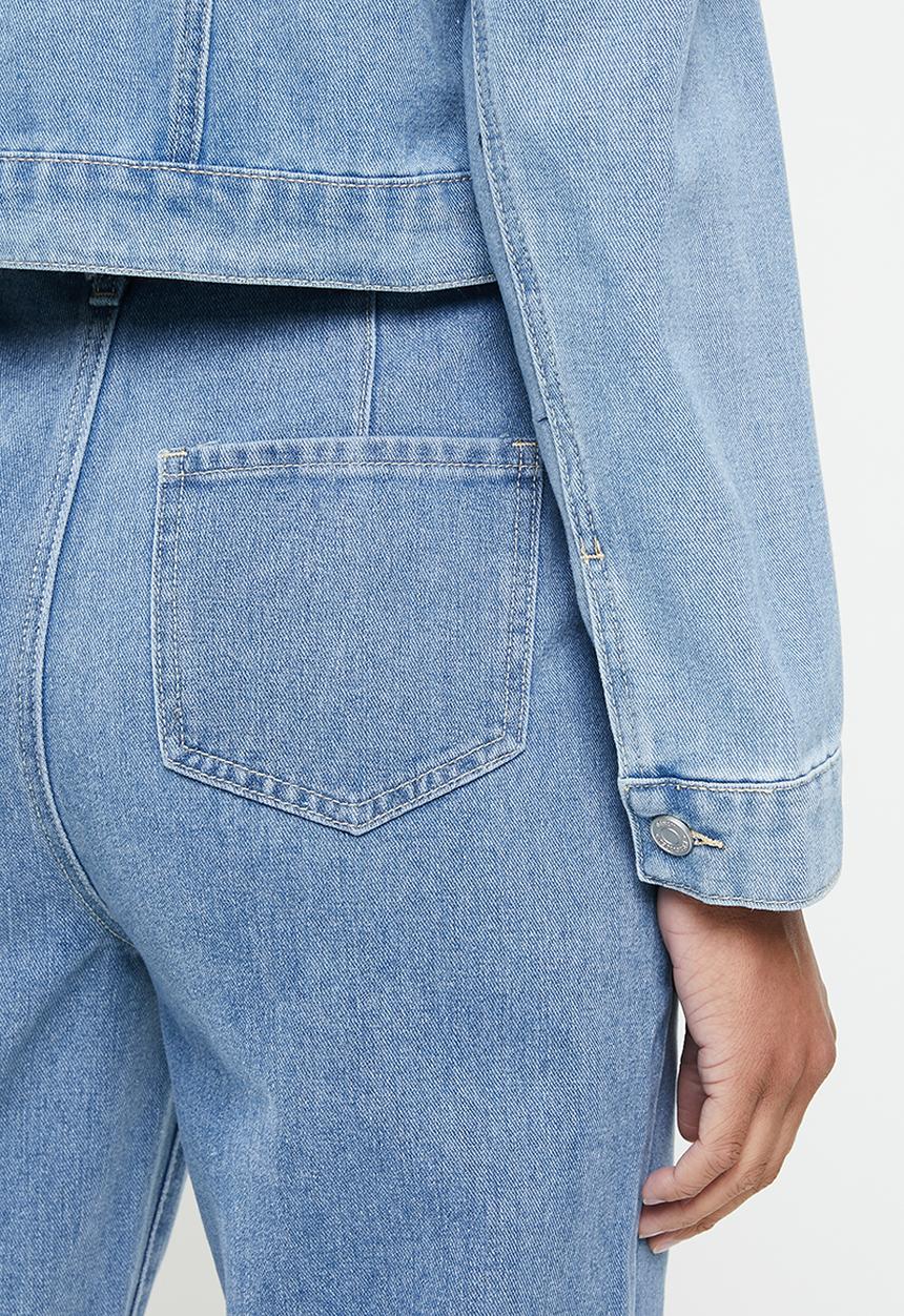 Missguided - Puff sleeve jean grazer denim jacket - blue