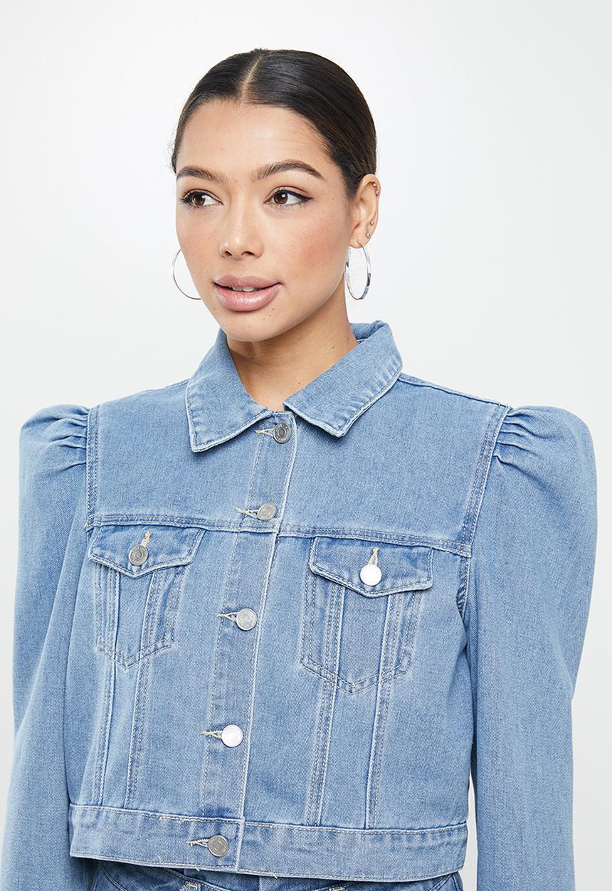 Missguided - Puff sleeve jean grazer denim jacket - blue
