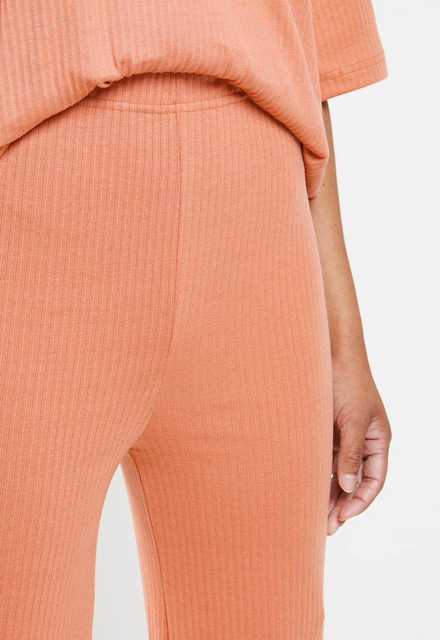 Missguided - Rib T-shirt wide leg set - rust