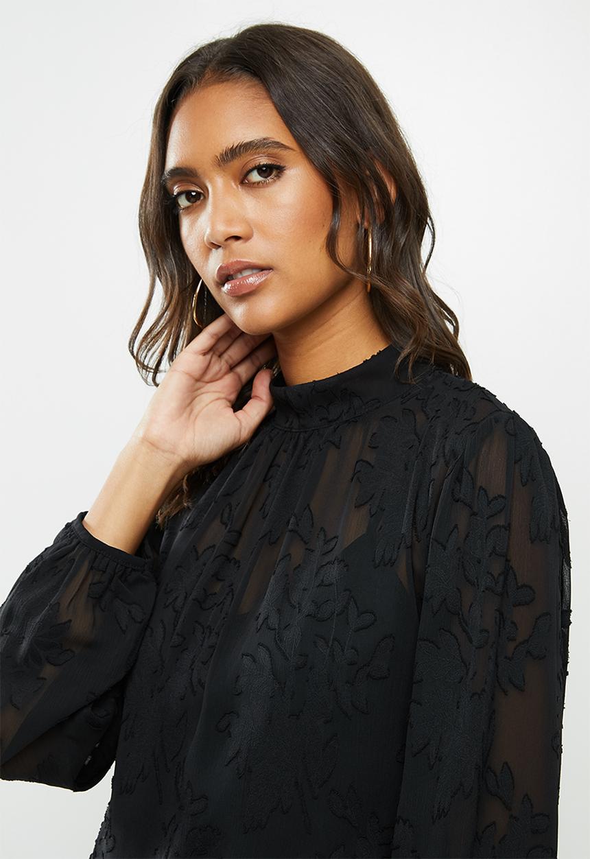 MILLA - Chiffon burnout blouse - black