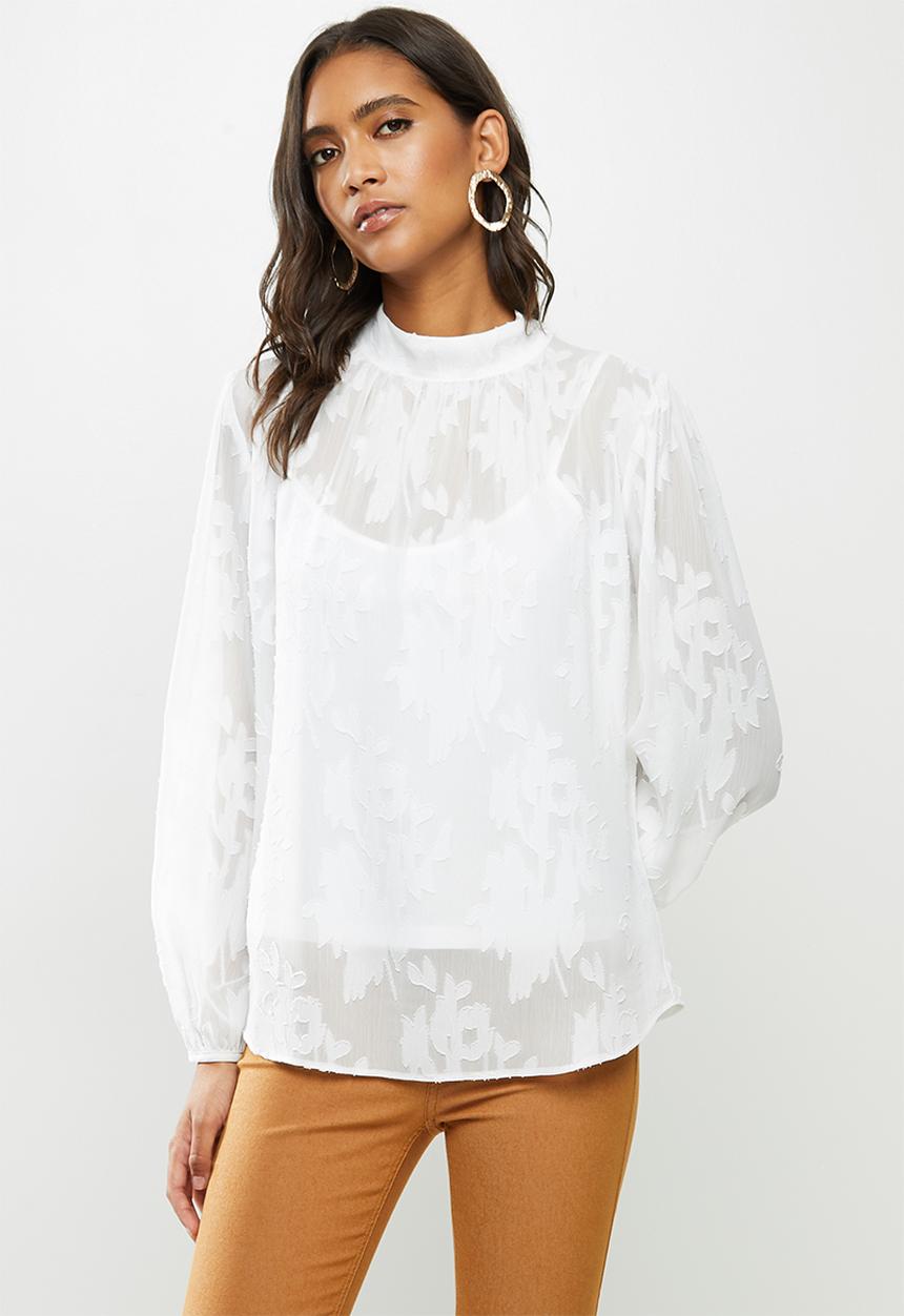 MILLA - Chiffon burnout blouse - white 